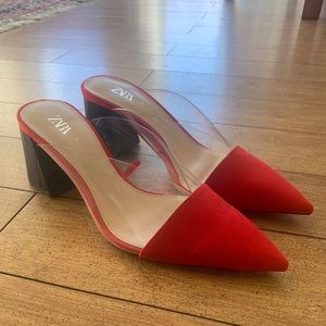 New w/o tags Zara women’s’ High Heeled Vinyl Mules